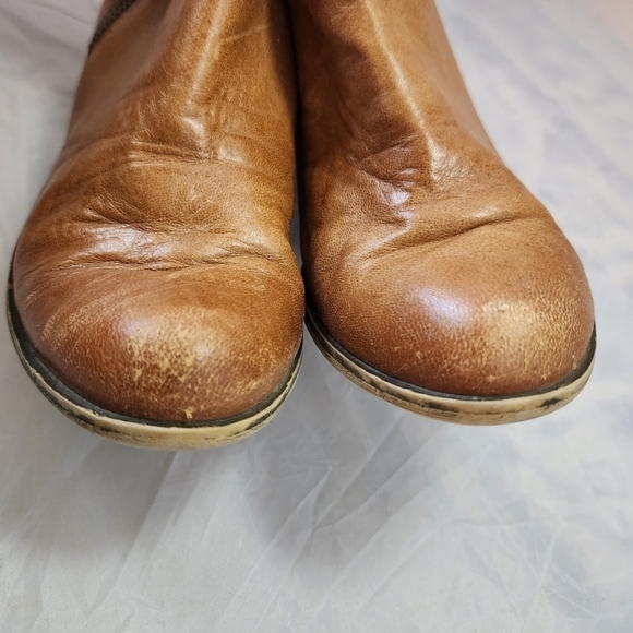 Lucky Brand Basel Heeled Ankle Bootie Boot Brown Leather Women's 7.5 Zip Sides - Picture 4 of 13